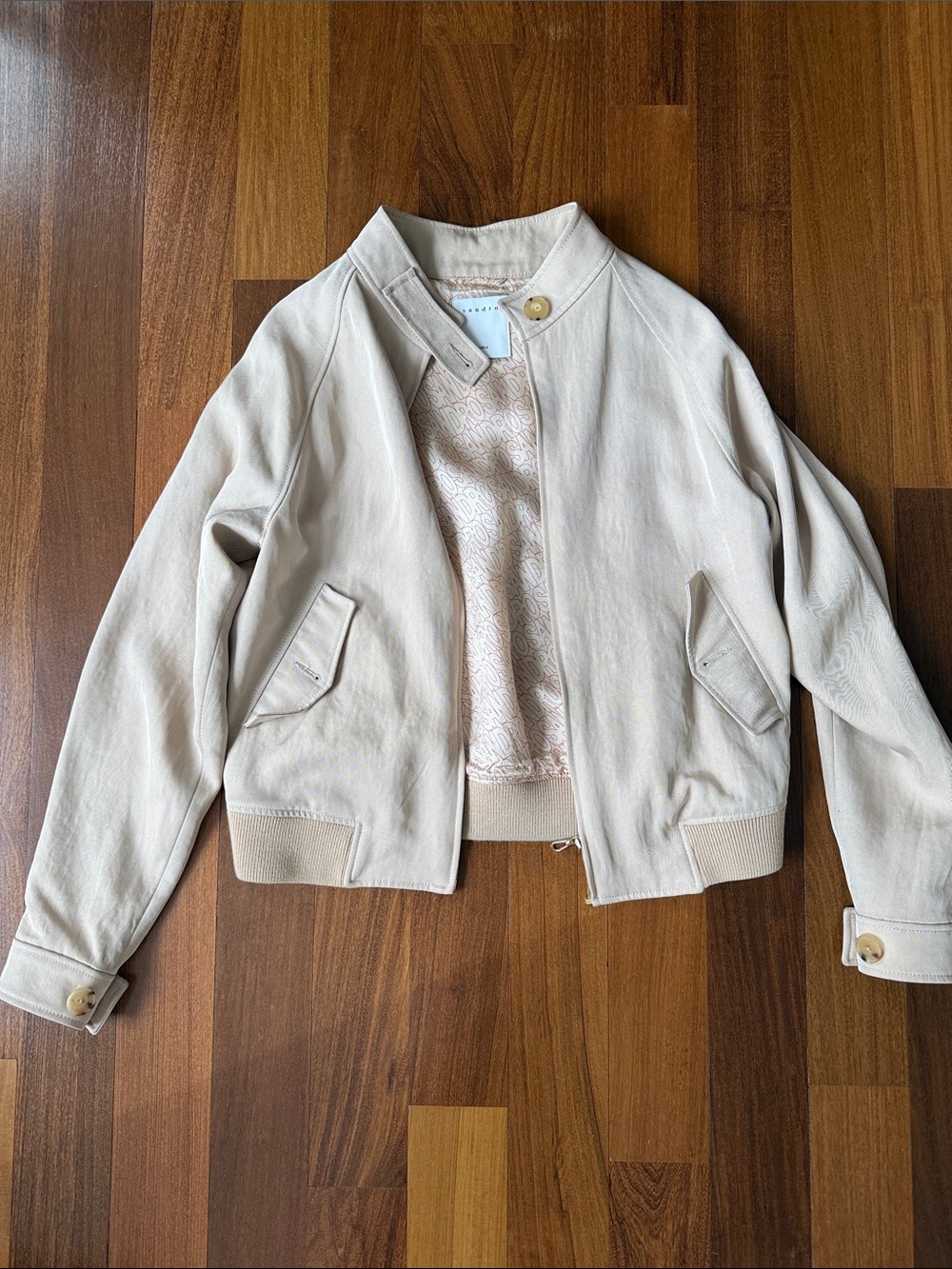 Sandro Paris Beige Bomber Jacket